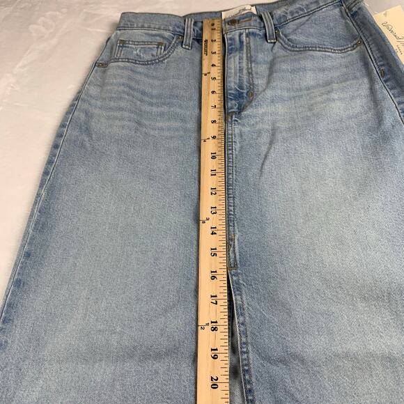 NWT Universal Thread Denim Maxi Skirt sz 6 Light Wash 28" Waist Front Slit Jean - Picture 10 of 11